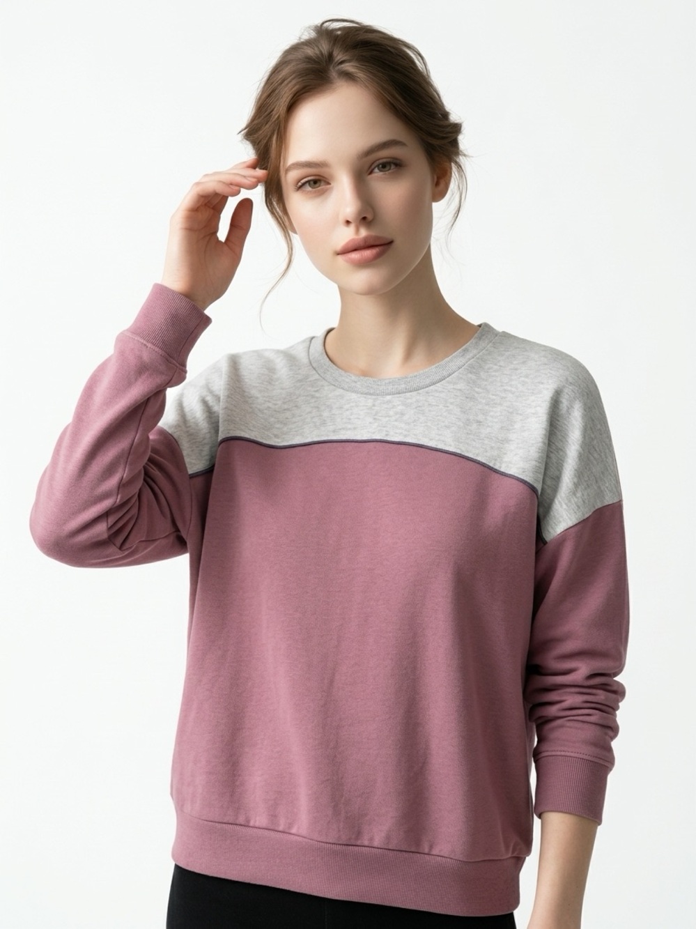 MADEWELL | Two-Tone Crewneck Sweatshirt in Dusty Rose/Gray Women’s Size Medium